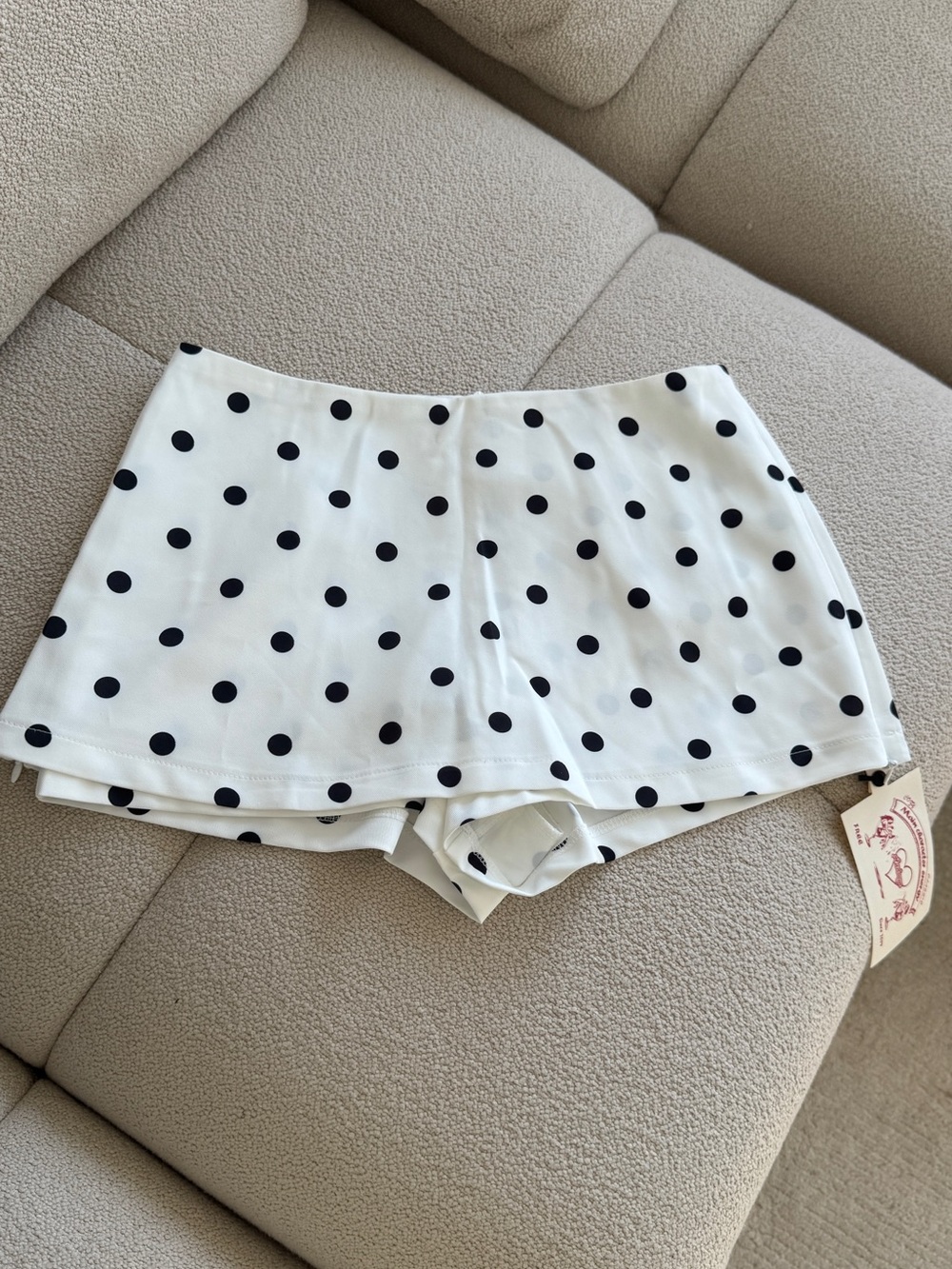 Polka Dot White and Black Skort-Style Women's Shorts